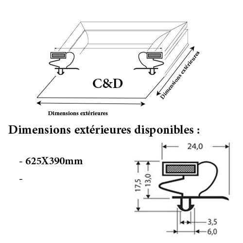 JOINT CADRE MAGNETIQUE 625x390 mm ADAPTABLE C & D MODELE 2