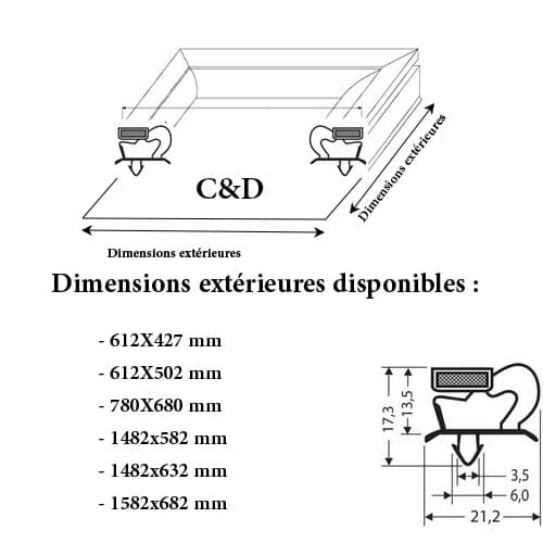 JOINT CADRE MAGNETIQUE ADAPTABLE C & D MODELE 3