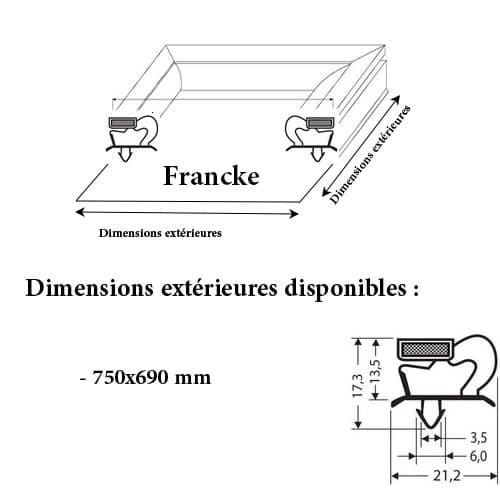 JOINT CADRE MAGNETIQUE  750x690 MM ADAPTABLE FRANKE