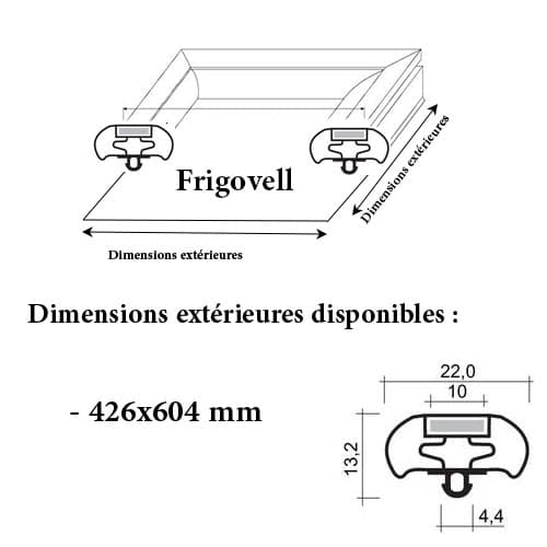 JOINT CADRE MAGNETIQUE 426X604 MM ADAPTABLE FRIGOVELL MODELE 2