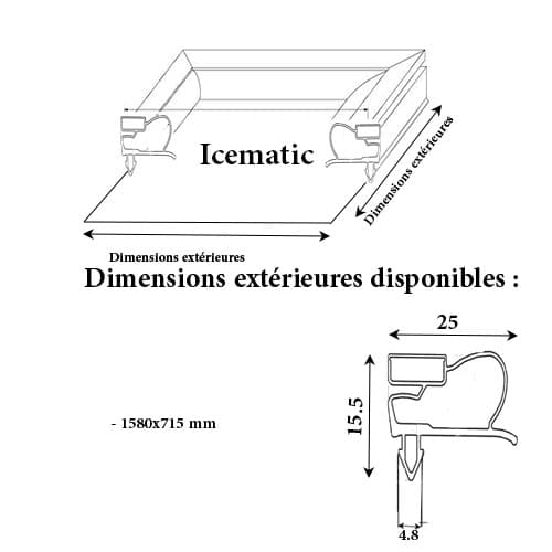 JOINT CADRE MAGNETIQUE 1580X715 MM ADAPTABLE ICEMATIC