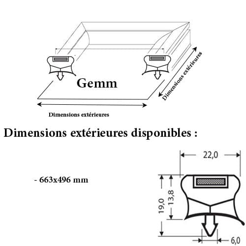 JOINT CADRE MAGNETIQUE 663x496 MM ADAPTABLE GEMM MODELE 2