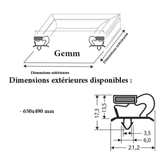 JOINT CADRE MAGNETIQUE 650x490 MM ADAPTABLE GEMM MODELE 3