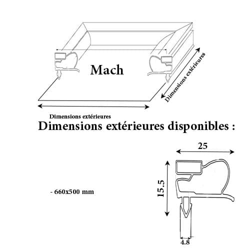 JOINT CADRE MAGNETIQUE 660X500 MM ADAPTABLE MACH