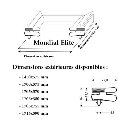 JOINT CADRE MAGNETIQUE ADAPTABLE MONDIAL ELITE MODELE 3