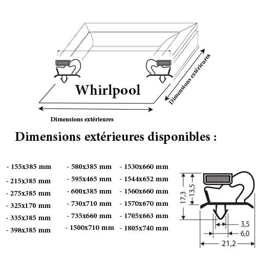 JOINT CADRE MAGNETIQUE ADAPTABLE WHIRLPOOL