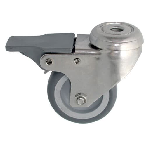 ROULETTE CAOUTCHOUC PIVOTANTE-CHAPE INOX-AVEC OU SANS FREIN - Image 2