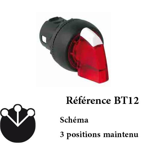 BOUTON TOURNANT A MANETTE 3 POSITIONS LUMINEUX - Image 2