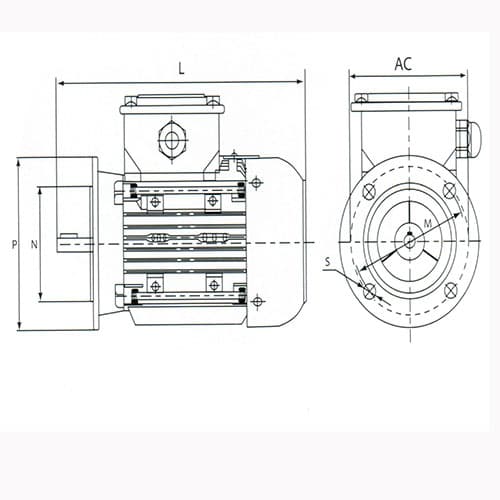 MOTEURS ELECTRIQUES TRIPHASES TYPE B5 1500T/MIN 4 PÔLES - 0.25 kW - Image 2
