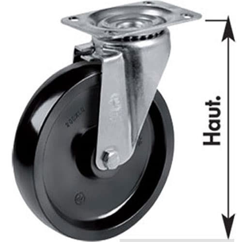 ROULETTE FOUR PIVOTANTE Ø 100 MM EN RESINE PHENOLIQUE HAUTE TEMPERATURE JUSQU A 300°C
