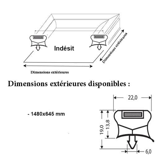 JOINT CADRE MAGNETIQUE 1480X645 MM ADAPTABLE INDESIT