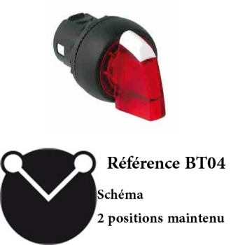 BOUTON TOURNANT A MANETTE 2 POSITIONS LUMINEUX