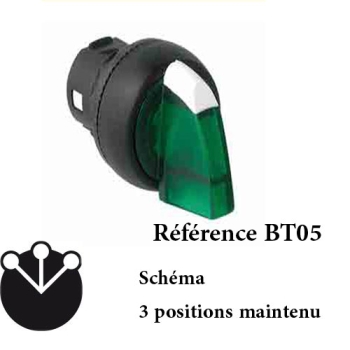 BOUTON TOURNANT A MANETTE 3 POSITIONS LUMINEUX