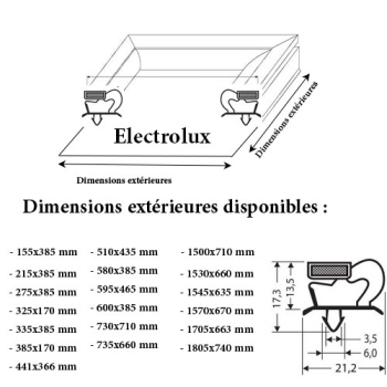 JOINT CADRE MAGNETIQUE ADAPTABLE ELECTROLUX MODELE 3