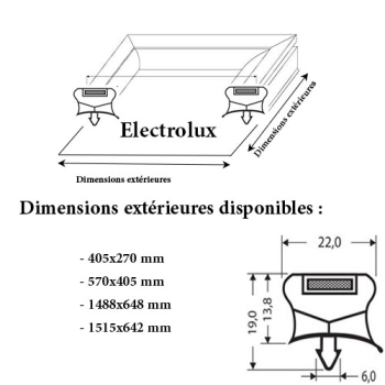 JOINT CADRE MAGNETIQUE ADAPTABLE ELECTROLUX MODELE 5