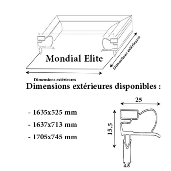 JOINT CADRE MAGNETIQUE ADAPTABLE MONDIAL ELITE MODELE 4