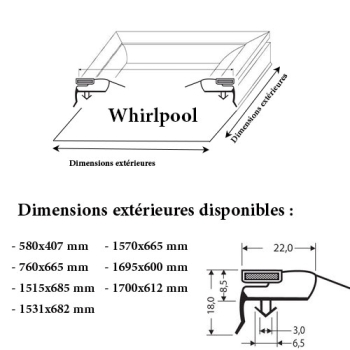 JOINT CADRE MAGNETIQUE ADAPTABLE WHIRLPOOL MODELE 4