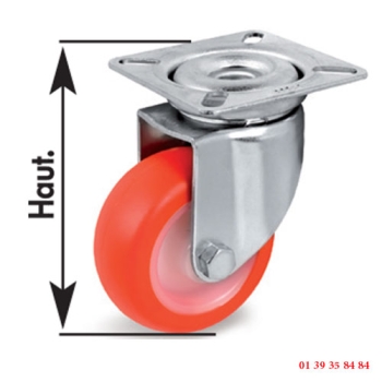 ROULETTE BANDAGE POLYURETHANE THERMOPLASTIQUE- Chape zinguée -Sans frein