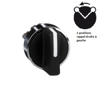 TETE BOUTON TOURNANT A MANETTE 2 POSITIONS RAPPEL DROITE A GAUCHE - SCHNEIDER TELEMECANIQUE - CODE ZB4BD4