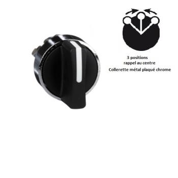 TETE BOUTON TOURNANT A MANETTE 3 POSITIONS RAPPEL AU CENTRE - SCHNEIDER TELEMECANIQUE - CODE ZB4BD5 - ZB4BD57