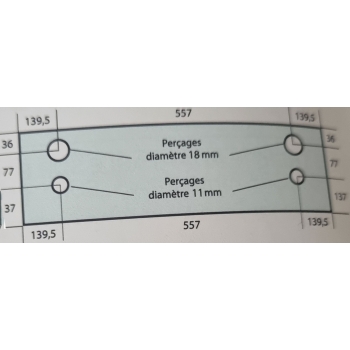 VITRE DE FOUR 4 PERCAGES 836X250 MM ADAPTABLE MAP