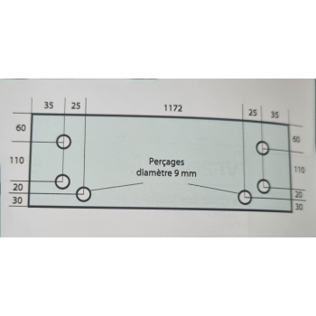 VITRE EN VERRE TREMPE 1292x220 MM ADAPTABLE FOUR GUYON PN14