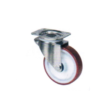 ROULETTES POLYAMIDE PIVOTANTES SANS FREIN PLATINE ZINGUEE AVEC BANDAGE POLYURETHANE INJECTE ROUGE
