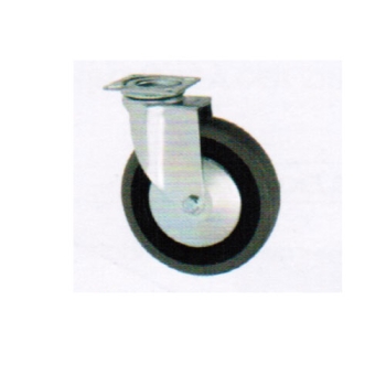 ROULETTES PIVOTANTES SANS FREIN PLATINE ZINGUEE AVEC NOYAU THERMOPLASTIQUE ET BANDAGE CAOUTCHOUC