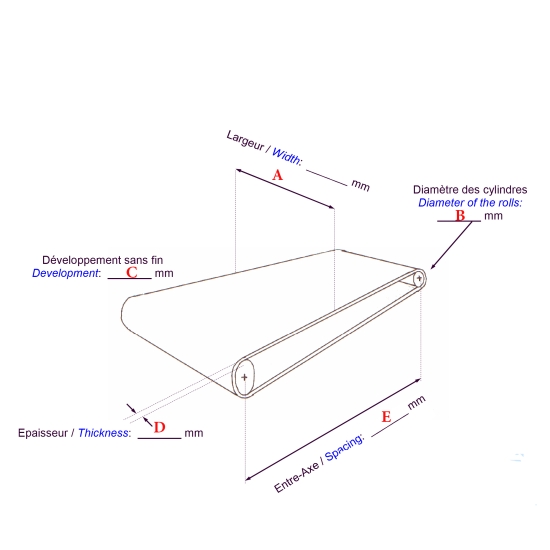 BANDES TRANSPORTEUSES-SUR MESURE-SANS AGRAFES-