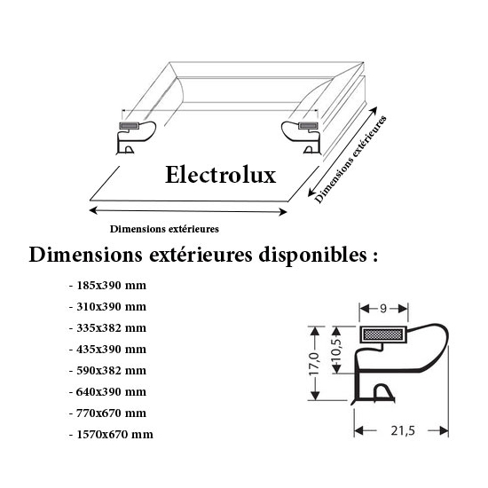 JOINT CADRE MAGNETIQUE ADAPTABLE ELECTROLUX MODELE 2