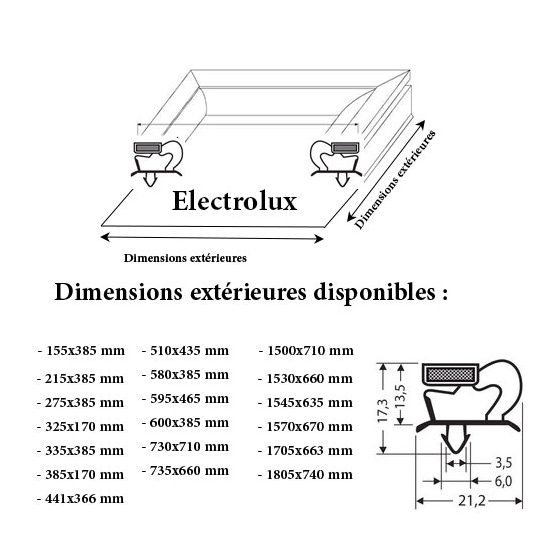 JOINT CADRE MAGNETIQUE ADAPTABLE ELECTROLUX MODELE 3