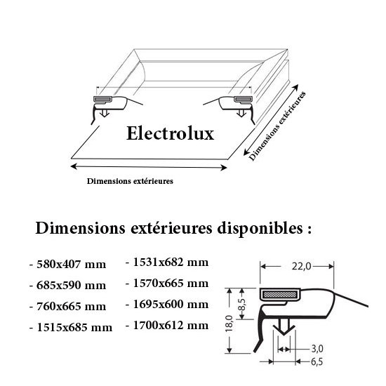 JOINT CADRE MAGNETIQUE ADAPTABLE ELECTROLUX MODELE 4