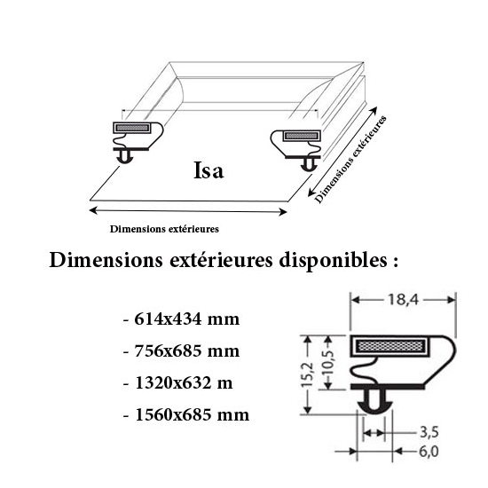 JOINT CADRE MAGNETIQUE ADAPTABLE ISA MODELE 3