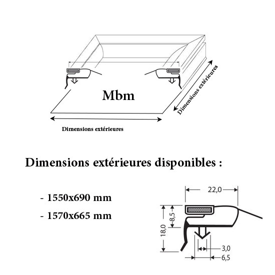 JOINT CADRE MAGNETIQUE ADAPTABLE MBM MODELE 3