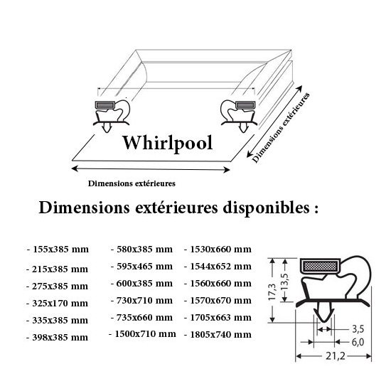 JOINT CADRE MAGNETIQUE ADAPTABLE WHIRLPOOL