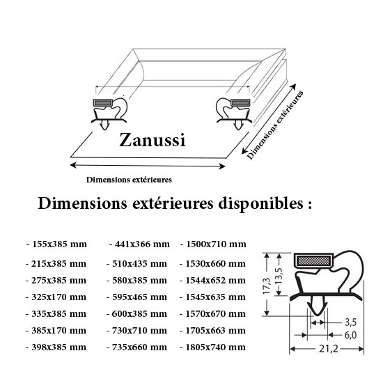 JOINT CADRE MAGNETIQUE ADAPTABLE ZANUSSI
