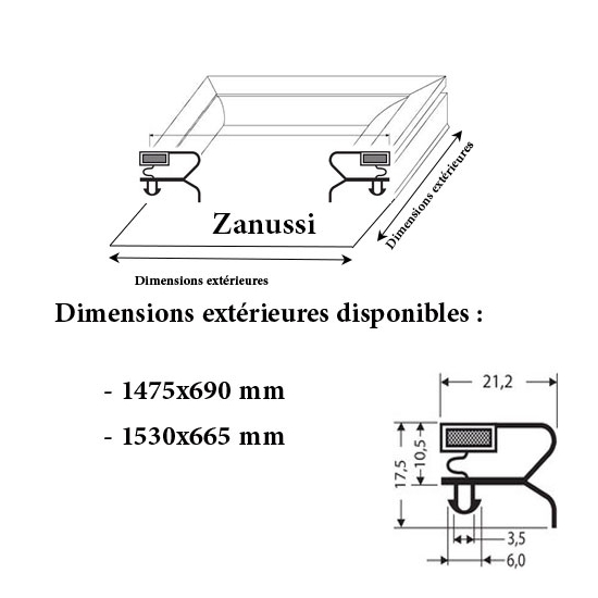 JOINT CADRE MAGNETIQUE ADAPTABLE ZANUSSI MODELE 5