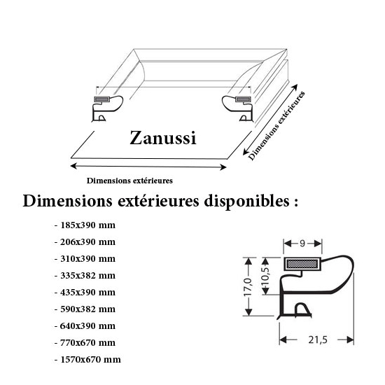 JOINT CADRE MAGNETIQUE ADAPTABLE ZANUSSI MODELE 2