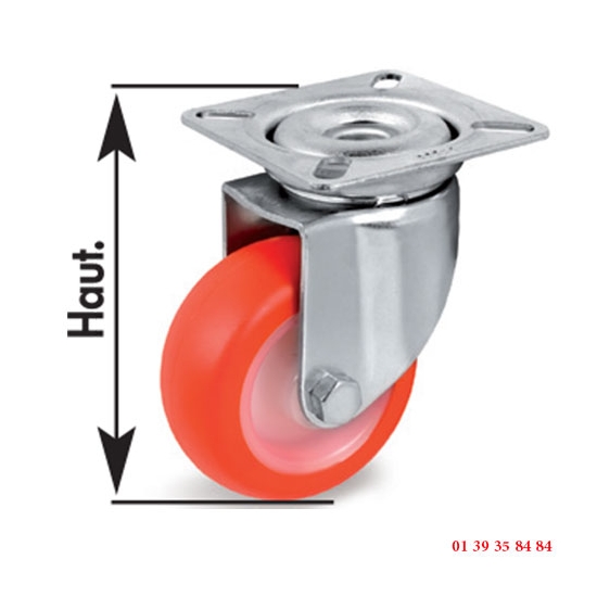 ROULETTE BANDAGE POLYURETHANE THERMOPLASTIQUE- Chape zinguée -Sans frein