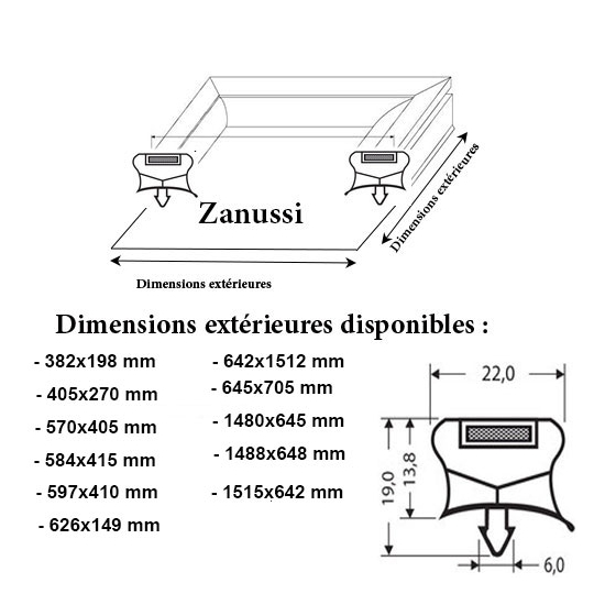 JOINT CADRE MAGNETIQUE ADAPTABLE ZANUSSI MODELE 3