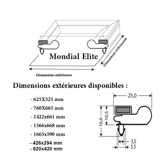 JOINT CADRE MAGNETIQUE ADAPTABLE MONDIAL ELITE MODELE 2