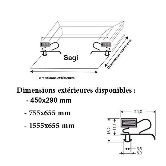JOINT CADRE MAGNETIQUE ADAPTABLE SAGI MODELE 2