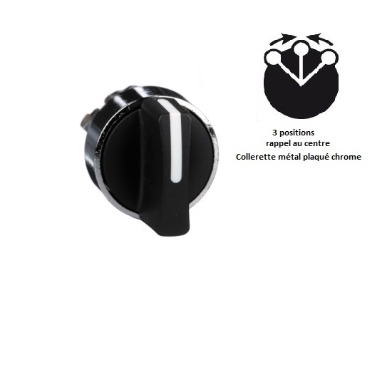 TETE BOUTON TOURNANT A MANETTE 3 POSITIONS RAPPEL AU CENTRE - SCHNEIDER TELEMECANIQUE - CODE ZB4BD5 - ZB4BD57