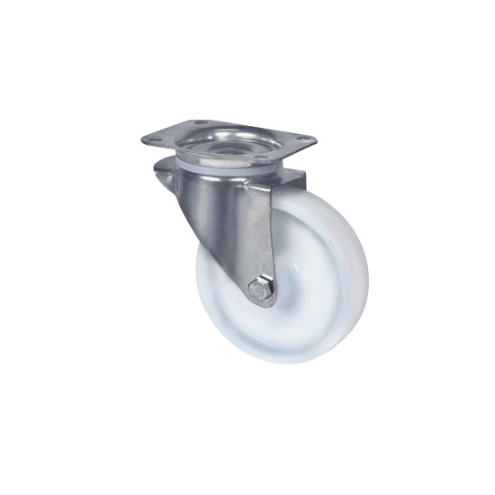 ROULETTE PIVOTANTE AVEC PLATINE INOX-RESISTANCE TEMPERATURE -20/+60°C-SANS FREIN