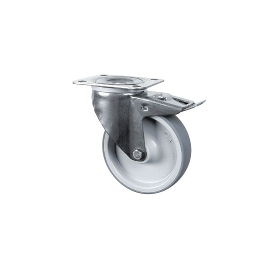 ROULETTE PIVOTANTE AVEC PLATINE INOX-RESISTANCE TEMPERATURE -20/+80°C-AVEC FREIN