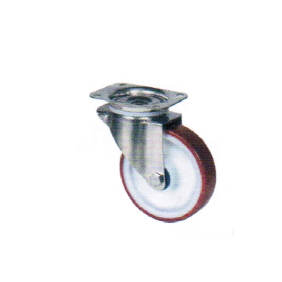 ROULETTES POLYAMIDE PIVOTANTES SANS FREIN PLATINE ZINGUEE AVEC BANDAGE POLYURETHANE INJECTE ROUGE
