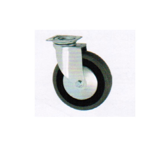 ROULETTES PIVOTANTES SANS FREIN PLATINE ZINGUEE AVEC NOYAU THERMOPLASTIQUE ET BANDAGE CAOUTCHOUC