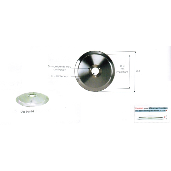 LAME FORME STANDARD DOS BOMBE - Ø EXTERIEUR 292 MM